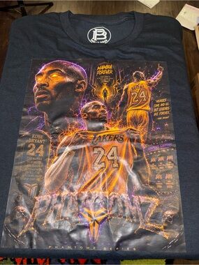 PHILLY BROS Kobe Bryant Lakers #24 Graphic Tee Black with Purple & Gold Artwork